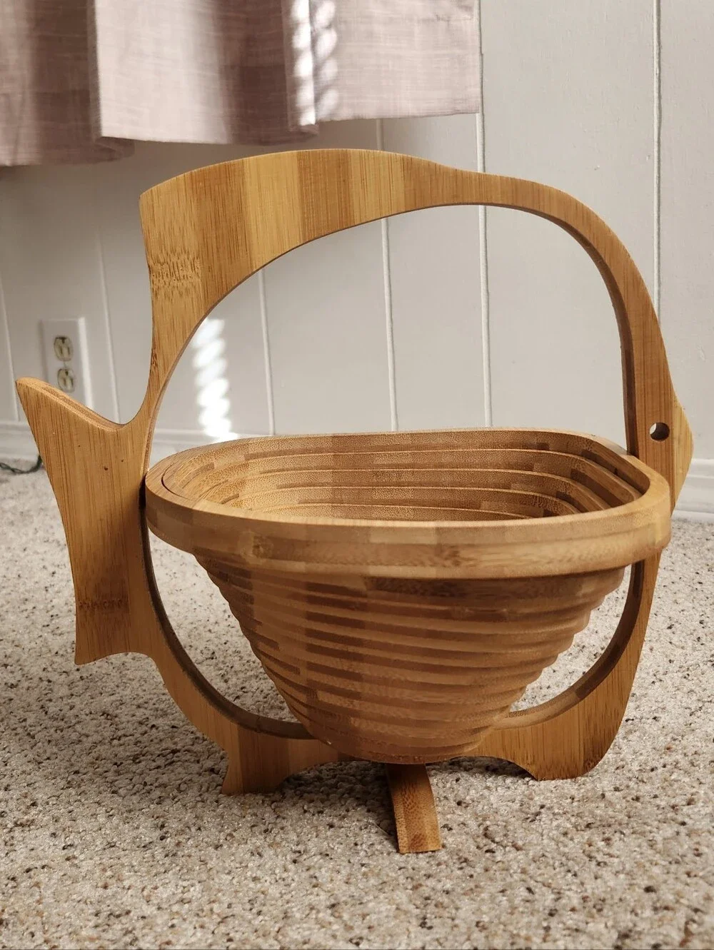 Vintage Fish-Shaped Wooden Basket